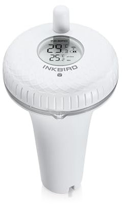 INKBIRD IBS-P01 Floating Pool Thermometer, Water Temperature Thermometer, Outdoor Pool Thermometer for Swimming Pool Whirlpool Spas Hot Tub Bath (Also IBS-P01R Wireless Transmitter）