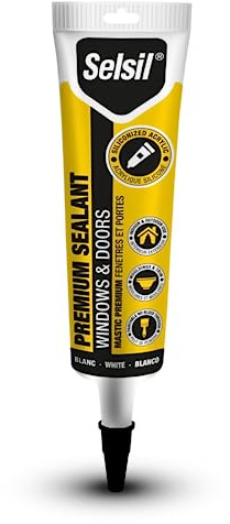 Selsil Siliconized Super Acrylic Latex Sealant, Indoor & Outdoor Paintable Caulk - Flexible, Weather & Moisture Resistant, White Caulking for Baseboards, Windows, Doors & More - 5.5 oz (160 ml)