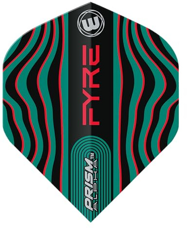 WINMAU Prism Alpha Fyre Schwarz, Türkis und Rot Dart-Flüge - 1 Satz pro Packung (insgesamt 3 Flüge)