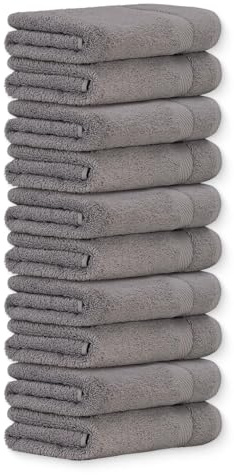 Luckytowel Duschtuch Set 70x140 cm – Oeko-TEX Badetücher aus 100% Baumwolle mit 600 g/m² – Badehandtuch groß mit Aufhängeschlaufe – flauschig & saugstark – Frottee Handtücher Set – 10er Pack Grau
