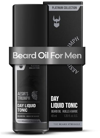 The Beard Struggle - Day Liquid Tonic Beard Oil - Platinum Collection, Aesir's Triumph - Beard Oil for Men - Moisturize, Softens Hair, Reduces Itch - Day Time Beard Growth Oil (1.35 Fl oz)