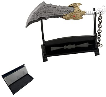 hanaiette 1pc God of War Chaos Blade Thunder Hammer Axe Sword Weapon Model Keychain with Display Stand (Boxed model 11)