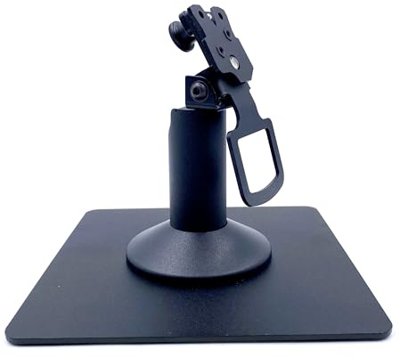 DCCStands Ingenico Lane Axium RX 7000 Low Freestanding Metal Swivel and Tilt Stand with Square Plate – Sturdy Steel POS Terminal Mount, Screw-in or Adhesive
