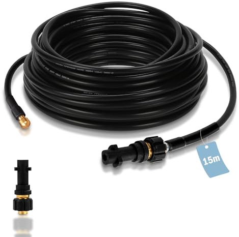 Eulenke Kit de Nettoyage de Canalisations Haute Pression pour K2-K7 | Choisissez la Longueur : 15 m | Pression de 160 bars | Inclus : 1 adaptateur | Un Nettoyage Efficace et Polyvalent