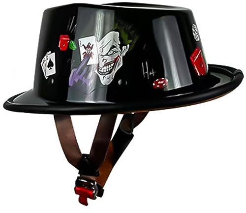 Motorrad-Halbhelm Für Erwachsene, Persönlichkeit, Vintage-Halbhelm, Retro-Western-Cowboyhut-Helm, Offener Motorradhelm Für Erwachsene, Frauen, Männer, DOT-Geprüft D,L(59-60cm)