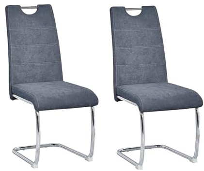 Shiito - 2 Moderne Esszimmerstühle - Modell Marc - Elegantes Set - mit ergonomischem Sitz und Metallbeinen - Grauer Stoff