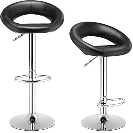 COSTWAY Barhocker 2er Set, Barstuhl höhenverstellbar, Küchenhocker mit Lehne und Fußstütze, Sitzhöhe 77-98 cm, 360° drehbar, Stuhl modern, ideal für Bar, Restaurants, Kneipen und Cafés