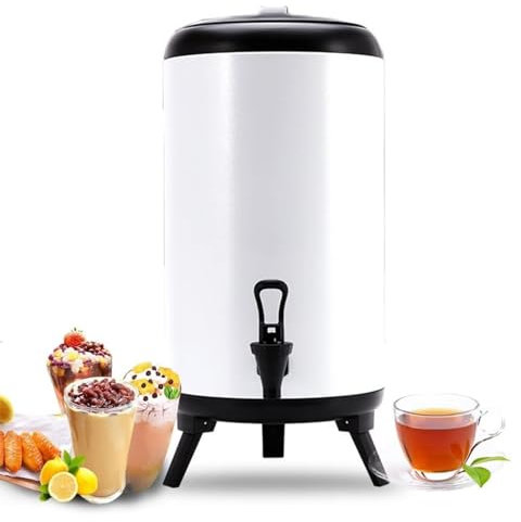 ZMIN Urnenkessel, Heiß- und Kaltwasserspender, Edelstahl-Tee-Wärmflasche mit Wasserhahn, tragbarer Griff, große Kapazität, Versiegelung, 6 l, 8 l, 10 l, 12 l,A,6L
