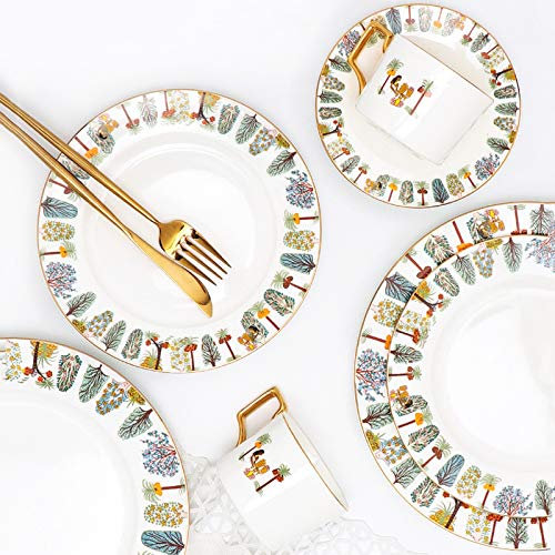 MYJ46DYSY Speiseteller 8-teiliges Porzellan-Geschirr-Set, kreative handbemalte Teller-Sets, Heimküche, Keramikschale for Steak, Spaghetti, Waffelsalat Flachteller (Size : 8 Pieces)