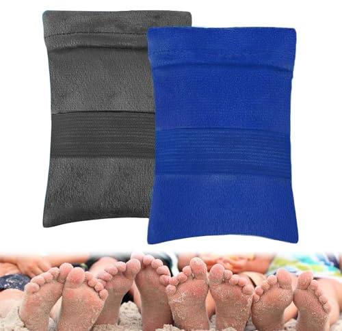 Mezrkuwr Lot de 2 sacs d'élimination du sable pour la plage, sacs en poudre, brosse d'élimination du sable, vacances à la plage, essentiels de camping (sans talc)
