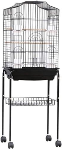 DLAZUM Professioneller Vogelkäfig für Haustiere, Vogelträger, Gartendekoration, Papageienkäfige für große Vögel, Vogelkäfigständer, großer Luxus-Vogelkäfig aus Eisen, schwarzer Wellensittichkäfig,