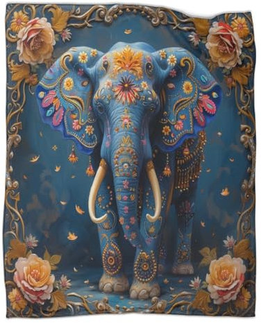 Elefant Kuscheldecke 80x90inch(200x230cm),weich & Warm,extra Flauschig Als Sofadecke Tierwelt Wohndecke Yogadecke Tagesdecke,Plüsch Sofaüberwurf