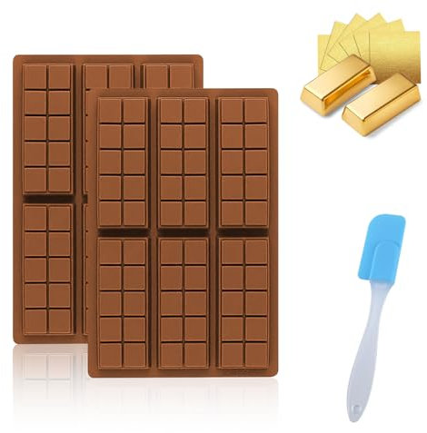 Lafo 2 Stück Schokoladenform Silikon, 6 Löcher Lebensmittelqualität Tief, Silikonform Tafel DIY, Dubai Schokolade (Braun)