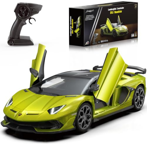 AEROQUEST 1:14 Lamborghini Ferngesteuertes Auto,2.4GHz Offiziell Lizenziertes Lamborghini RC Autos mit Fernbedienung & Scheinwerfer für Jungen Mädchen Geburtstagsgeschenke,Grün