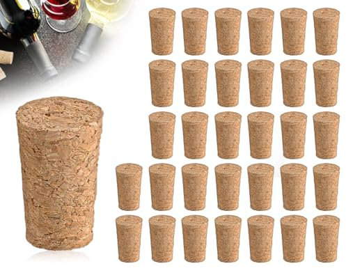 AOYEGIC 32 Stück Korkstopfen,Korken Zum Basteln,Korkstopper für Flaschen,Weinkorken,Aus Natürlichem Kork Flaschenkorken,Weichholz Dichtungsstopf,für Weinflaschen Dekorieren DIY Handwerk(Kegelförm)