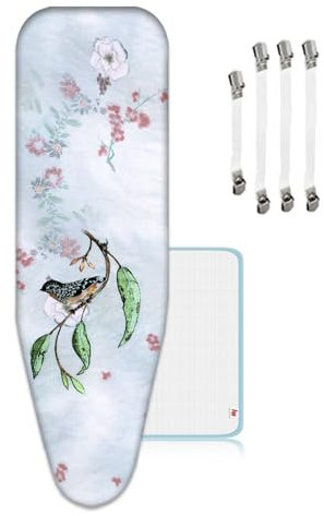 Bügelbrettbezüge 125x45cm, Weiches und StrapazierfäHiges Baumwollmaterial, 4 Clips und 1 Scorch-Saving Mesh BüGeltuch