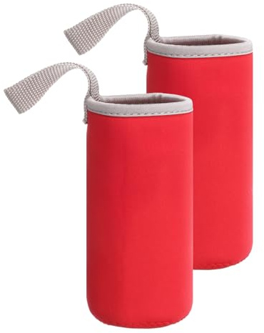 QUARKZMAN 2pcs Funda De Neopreno Para Botella De Agua, 12 oz Portabotellas Aislado Colapsable Con Asa, Rojo