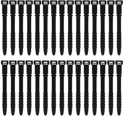 30 Stück Silikon-Kabelbinder, Gummi-Kabelbinder, 11,4 cm, wiederverwendbare Kabelbinder, elastischer Kabel-Organizer für Drahtmanagement, Schwarz