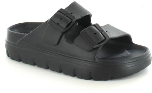 ella Women's Double Buckle Strap EVA Material Chunky Sole Flatform Slider Sandals