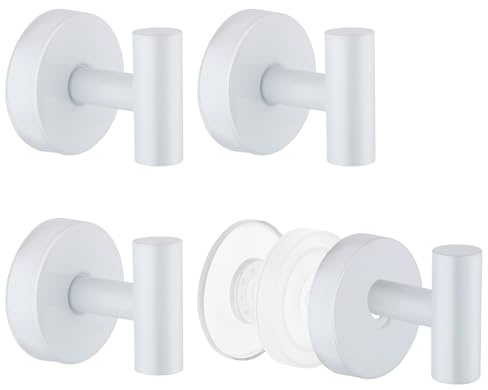 Segus Ganchos Ventosa, 4 Piezas Colgador Toalla Baño, Gancho Ventosa Fuerte, Suction Cup Hooks, Sin Taladro, Impermeable y Reutilizable, para Baño, Cocina, Vidrio (Blanco)
