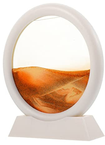 INOOMP Peinture sur Sable Fluide 3D Décorative pour Bureau Paysage en Sablier 13 Cm Cadre Blanc 5 Pouces Relaxant Présent pour Adulte Maison Bureau
