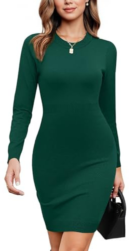Gyabnw Vestito Maglia Donna Slim Fit Abito Maglione Lungo a Maniche Lunghe in Tessuto Elasticizzato Abiti Donna in Maglia Caldi per Look Eleganti o Casual