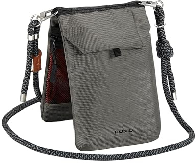 KU XIU Klein Handytasche zum Umhängen für Damen und Herren, RFID-Schutz, Nylon Wasserabweisend, Umhängetasche Brustbeutel für Reisen, Verstellbarer Schulterriemen