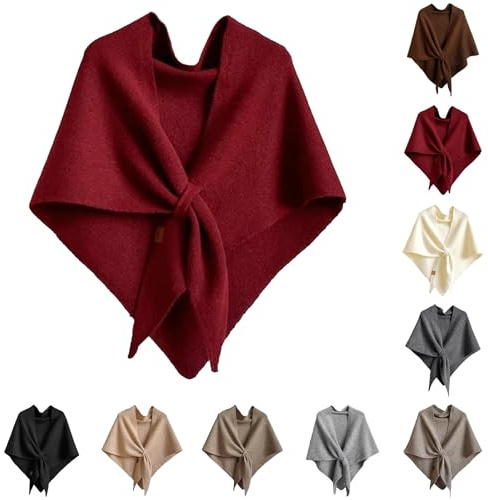 Generisch Poncho Damen Elegant Strick Capes Herbst Winter Warm Schals Open Front Cardigan Coat Doppelseite Reversible Cape Decke Elegant Ponchos Cover Up Stola Schulterjacke