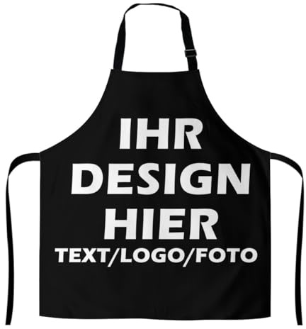 Personalisiert SchüRze Schwarz Unisex – Eigene SchüRze Gestalten Mit Text, Bild Oder Foto, Personalisierte Herren Mit Tasche, Geschenk FüR KüChe, Bbq & Gastronomie