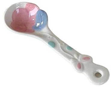 Coffee Spoon Charming Underglaze-Painted Ceramic Spoon Cartoon-Style Long Handle Design Perfectly Suited For Home Dessert Serving Yoghurt And Oatmeal Kitchen Accessory(Color5)