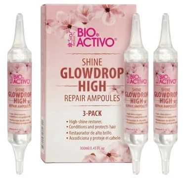 Bio Complex Bio Activo GlowDrop High Shine Hair Conditioner Treatment – 3 Pack Dominican Ampoules for Hair Shine & Frizz Control