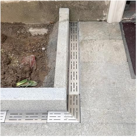 ZXCASDF Canale di scolo Scarico da Cortile con griglia di drenaggio Stretta，Canaletta Scolo Acqua Piovana Canale di Scarico Stretto in Acciaio Inossidabile 304(H5*W15CM/H1.96*W5.9IN)