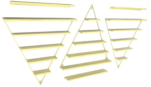 Étagère Murale Vernis À Ongles,Rangement Muraux Métal Vernis à Ongles,Présentoir Doré 6 Pièces,5 Niveaux,Conception Triangulaire,pour salons de Manucure,Boutiques de Produits de beauté,Particuliers
