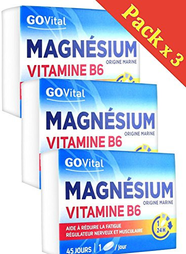 Govital Magnésium Vitamine B6 - Origine Marine - Fatigue Nerveuse et Musculaire- 3 Boites de 45 Comprimés