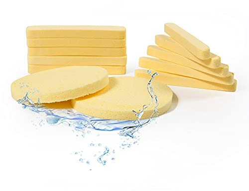 Tegelrying Facial Sponge Compressed,60 Pcs PVA Professional Makeup Removal Wash Round Face Sponges Spa Pads Exfoliating Cleansing for Women,Yellow