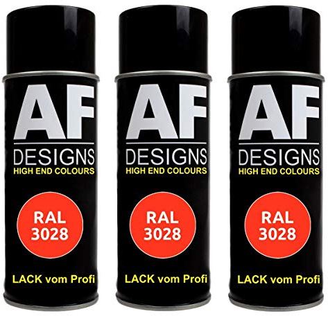 Alex Flittner Designs 3X Ral Pintura en Espray Pintura Coche Laca Colorida Lata de Aerosol RAL3028 Reinrot Mate