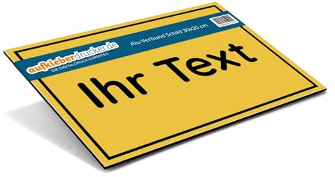 Schild mit Wunschtext selber gestalten – Alu-Schild für Privatgrundstück, Privatparkplatz, Baustelle, etc. – wetterfestes Alu-Verbund Hinweisschild (300 x 200 x 4 mm | Signalgelb)
