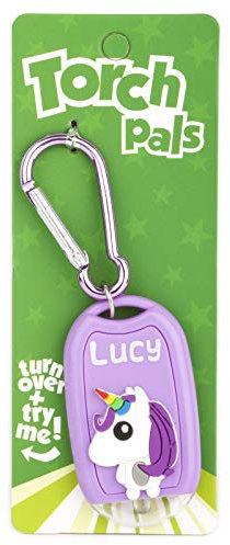 Stands Out, Supplying Outstanding Gifts Lucy Name Unicorn Girls Purple Novelty Personalised Mini LED Toy Torch Carabiner Clip