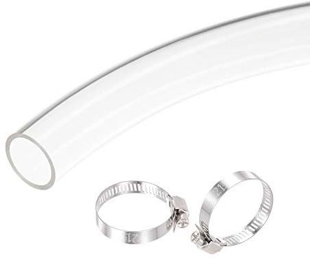 sourcing map PVC Clear Vinyl Tubing, 25mm(1) ID 30mm(1 3/16) OD 3.3ft Plastic Pipe Air Water Hose with Clamps
