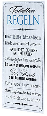 levandeo Wandbild 20x40cm Toilettenregeln Bad Spruch Deko Wandschild Bild Dekoschild Schild Wanddeko Geschenkidee