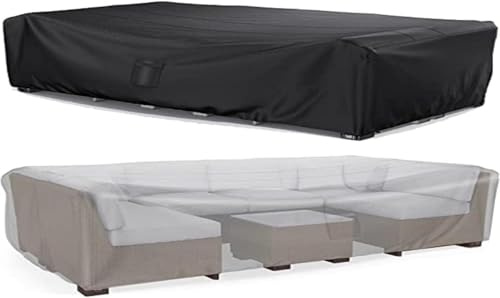 Mrrihand Abdeckung Gartenmöbel Winterfest 250x210x90 cm, 600D Oxford-Gewebe Abdeckung für Gartenmöbel Wasserdichte, Anti-UV, Outdoor-Tischabdeckung mit Luftauslass für Tische und Stühle, Rattanmöbel