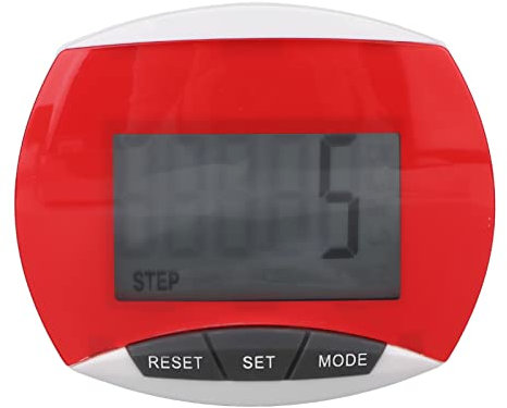 Brrnoo Schrittzähler für ältere Menschen, Einfacher 3D-Schrittzähler, Sport-Gehübungs-Schrittzähler mit Clip, Professioneller Tragbarer Entfernungs-Kalorie-Schrittzähler mit LCD-Display und(rot)