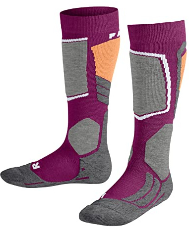 FALKE unisex - barn Skidstrumpor SK2 Intermediate K Kh ull funktionsmaterial varm tjock 1 par, Lila Radiant Orchid 8692, 27-30
