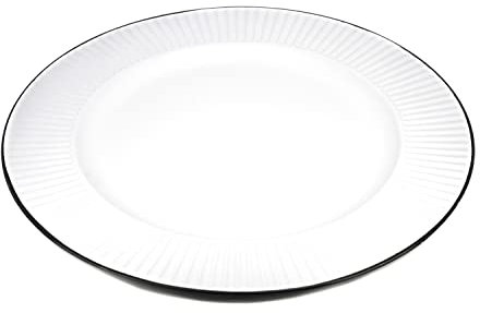Inge-glas Dekoteller 33 cm x 1 Stück Platzteller mit Rillen Unterteller weiß/schwarz