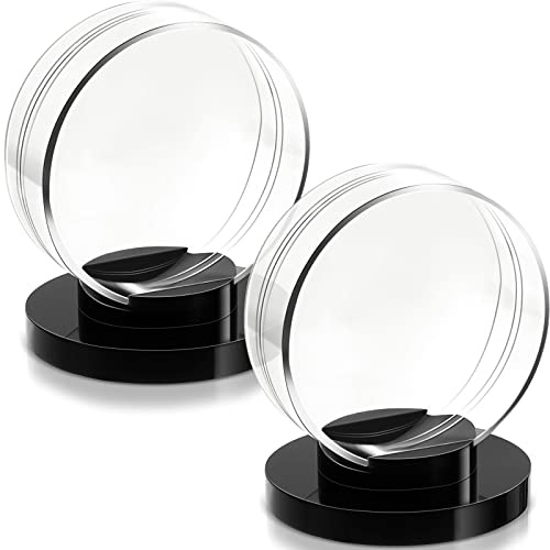 Taiyin Puck-Halter, Acryl, transparente Schale, Schwarze Basis, Hockey-Puck-Vitrine, Hockey-Präsentationsständer (2 Stück)