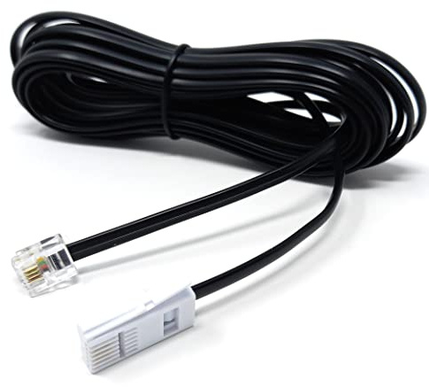 DRUT 5m BT to RJ11 4 Wire (431A) Male to Male UK Telephone Modem Lead Cable 16.5ft Black