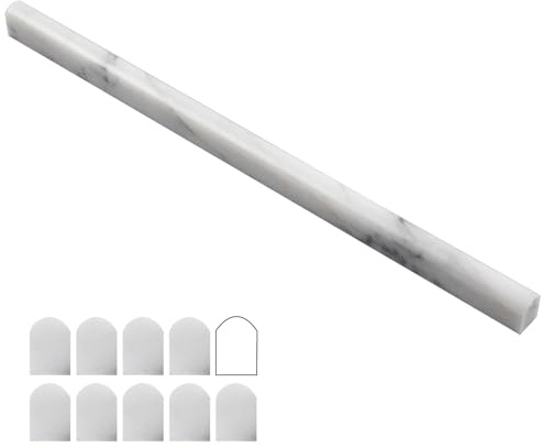Lovdeco Carrara weiße Marmor-Bleistift-Liner-Fliese, Kantenleiste für Dusche und Spritzschutz, 1,27 x 30,5 cm, matt, 10 Stück/Box