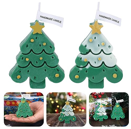 2 Pezzi Candela Natale, Candela Profumate Natalizie, Candela Albero di Natale, Candela in Cera di Soia Naturale, Candele per Aromaterapia, Candele Decorative, Regalo di Natale, Fatti a Mano