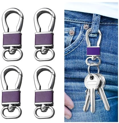 JNNJ Portachiavi per Auto, Portachiavi Anello Porta Chiavi Portachiavi in Lega Di Zinco Con Moschettone, Staccabili a Sgancio Rapido Auto Resistente per Uomini Accessori Auto(Argento Viola)