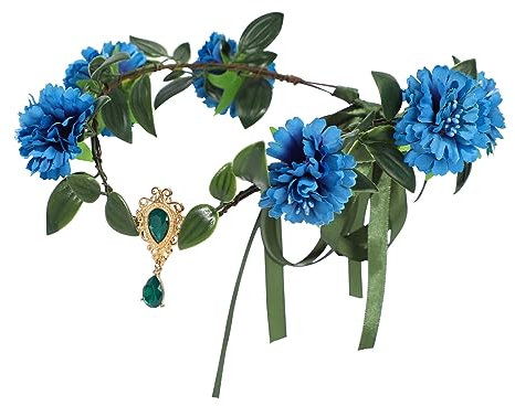 Coroncina Fiori Bambina, Ghirlanda Fiori Artificiali Corona Fiori Coroncina Sposa con Nastro, Elfo Corona di Fiori per Capelli Boho Coroncine Fiori per Halloween, Matrimonio, Festa (Fiore blu)